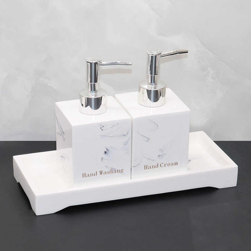 Modern 3-Piece Set Empty Resin Hand Soap Pump Bottles Refillable Bathtime Body Wash Dispenser Included Hand Cream for Bathroom