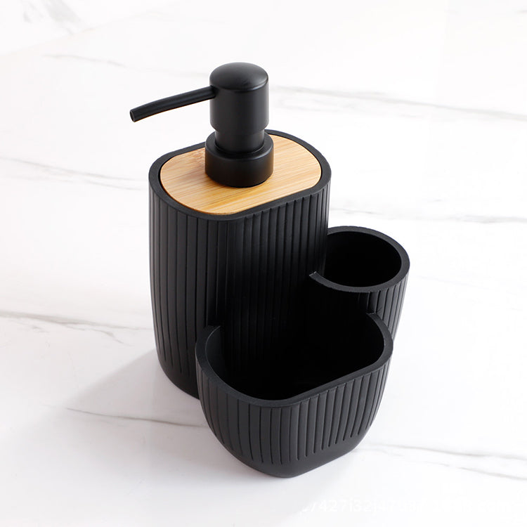 BX Resin Bathroom Set Soap Dispenser with Brush Holder Lotion Dispenser for Kitchen and Bath