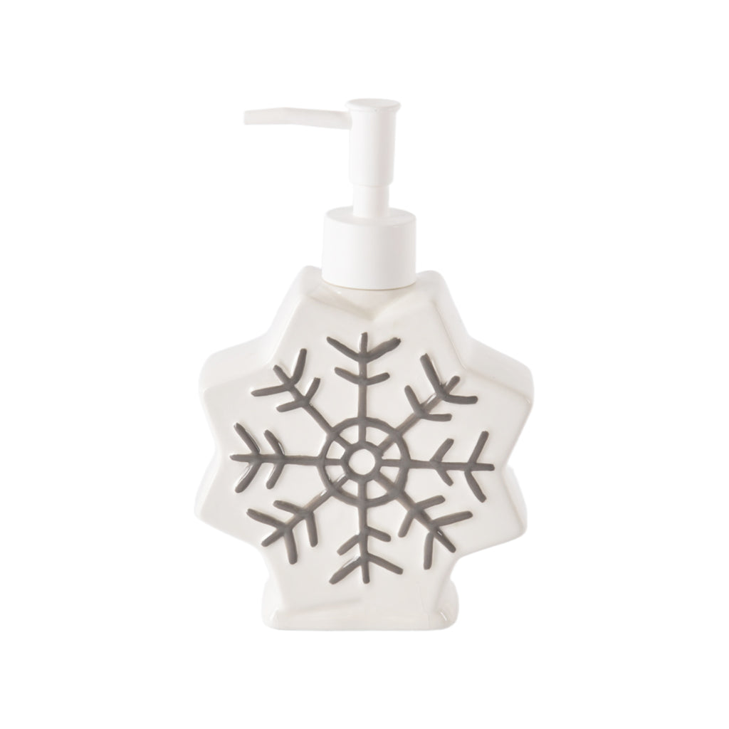 Skymoving Christmas Soap Dispenser Ceramic Lotion Dispenser Snowflakes Lotion Dispenser for Christmas Gifts